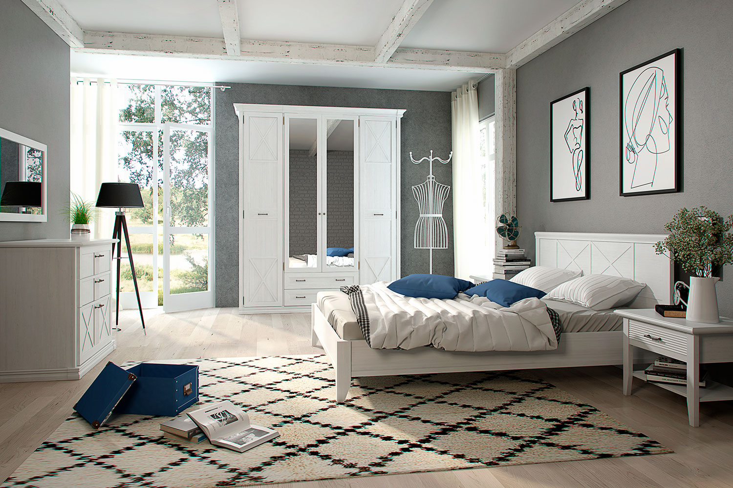 Прикроватные тумбы - изображение №7 "Прикроватная тумба Кантри с выдвижным ящиком"  на www.Angstrem-mebel.ru