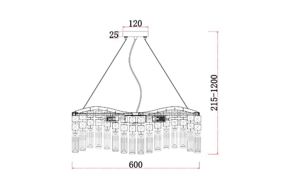 Люстры - изображение №7 "Подвесная люстра Unda D600*H215/1200 8*E14*60W"  на www.Angstrem-mebel.ru