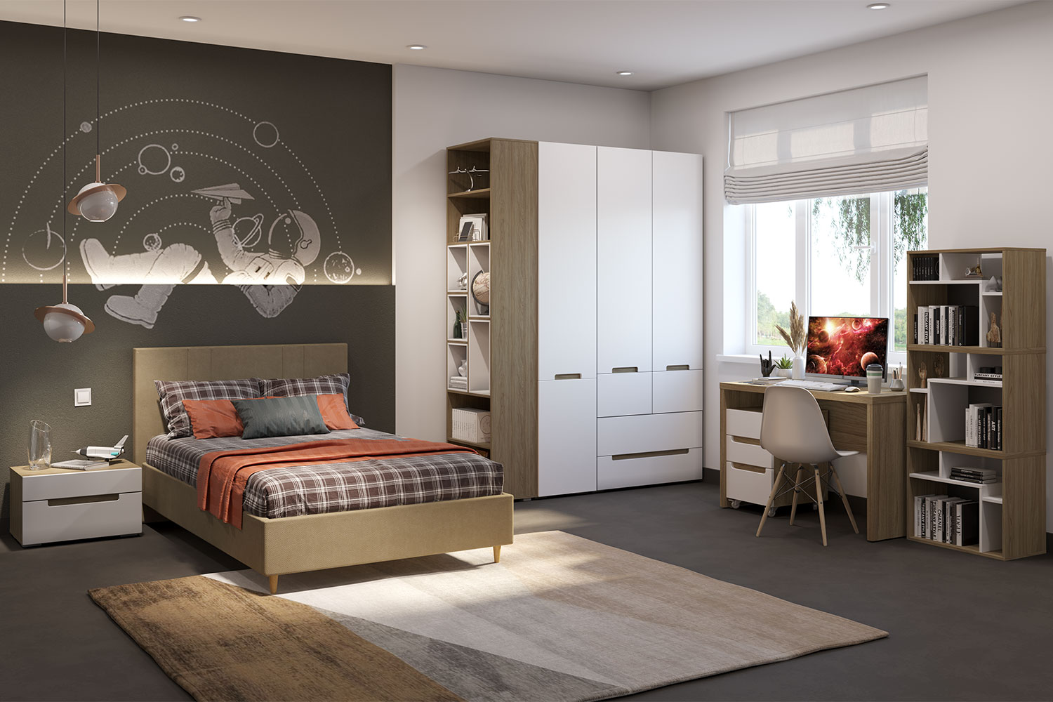 Шкафы платяные - изображение №4 "Шкаф Анри АН-200.09 с полкой, штангой для одежды и двумя выдвижными ящиками"  на www.Angstrem-mebel.ru