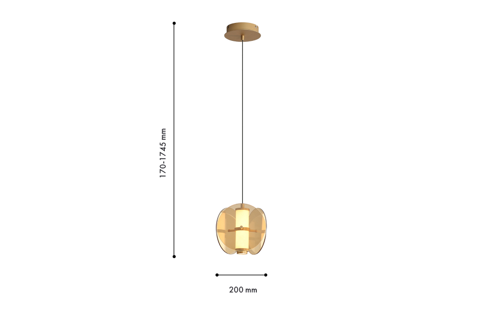 Подвесы - изображение №3 "Подвес Fada (янтарный) D200*H210/1745 LED*7.2W"  на www.Angstrem-mebel.ru