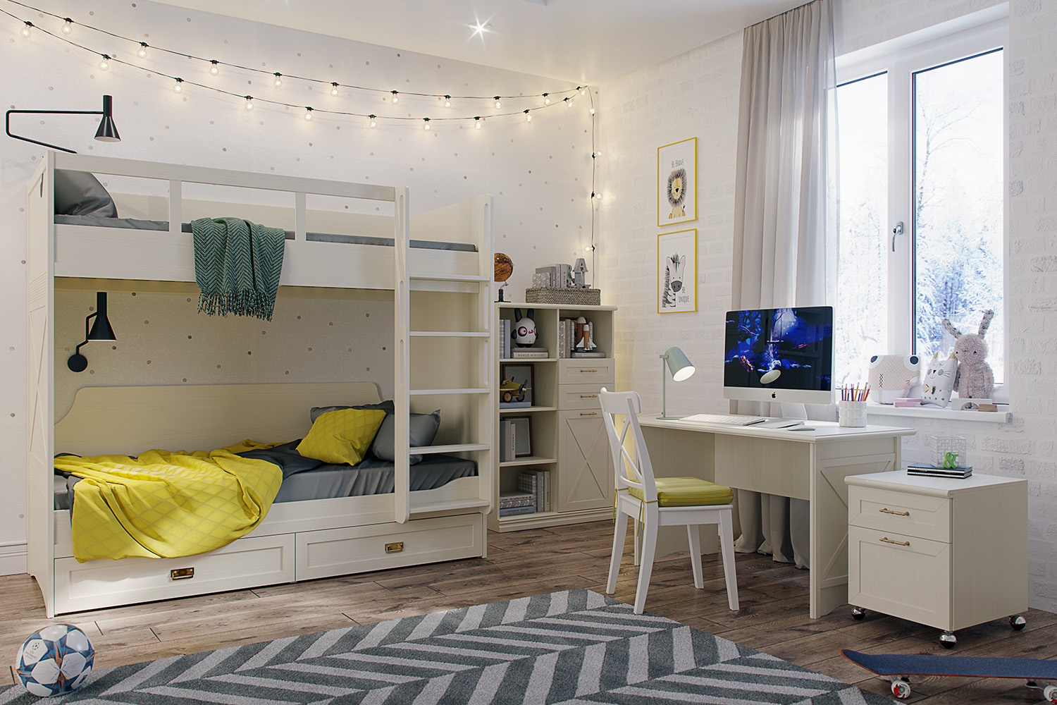 Детские кровати - изображение №17 "Кровать двухъярусная Кантри 90 х 200"  на www.Angstrem-mebel.ru