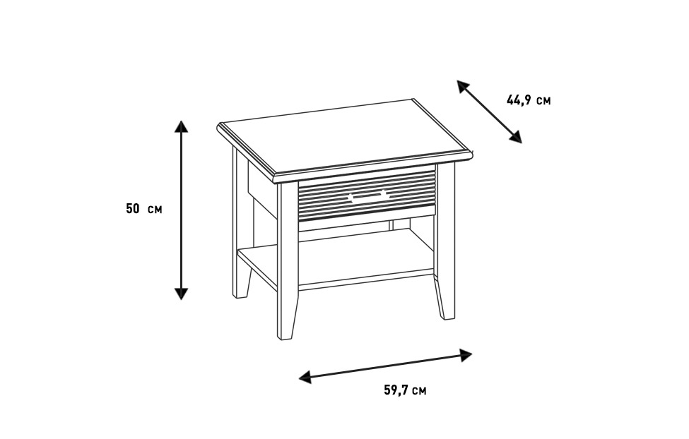 Прикроватные тумбы - изображение №9 "Прикроватная тумба Кантри с выдвижным ящиком"  на www.Angstrem-mebel.ru