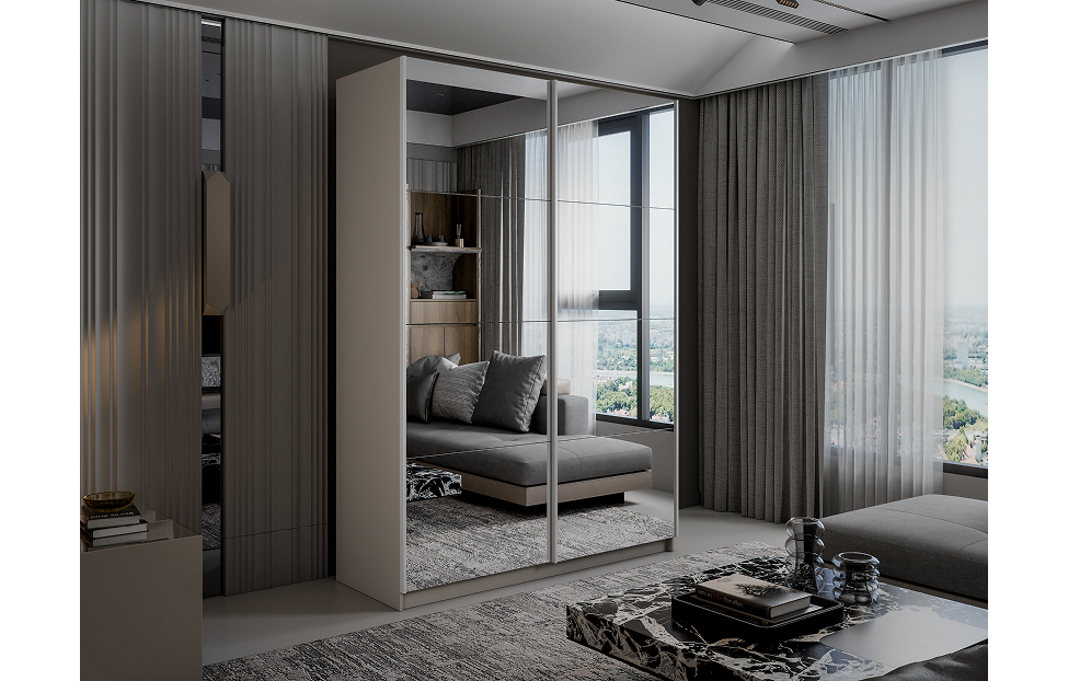 Шкафы-купе - изображение №4 "Шкаф-купе Lux 1400х2300х570, зеркальные фасады / Кашемир"  на www.Angstrem-mebel.ru