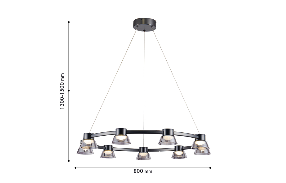 Люстры - изображение №3 "Подвесная люстра Twix D800*H1200/1500 9*LED*5.5W"  на www.Angstrem-mebel.ru