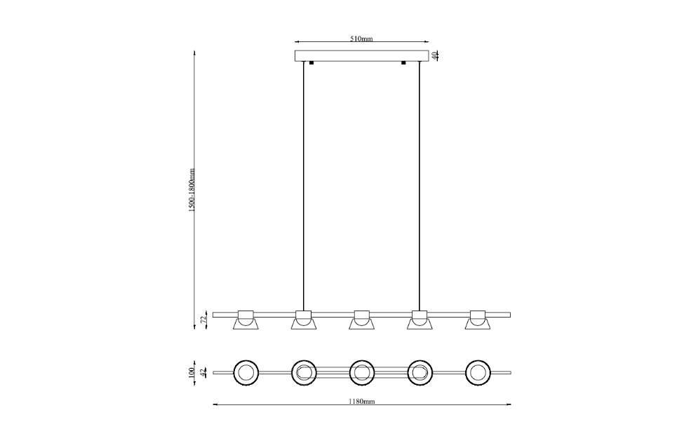 Люстры - изображение №8 "Подвесная люстра Twix L1180*W100*H1200/1800 5*LED*6W"  на www.Angstrem-mebel.ru